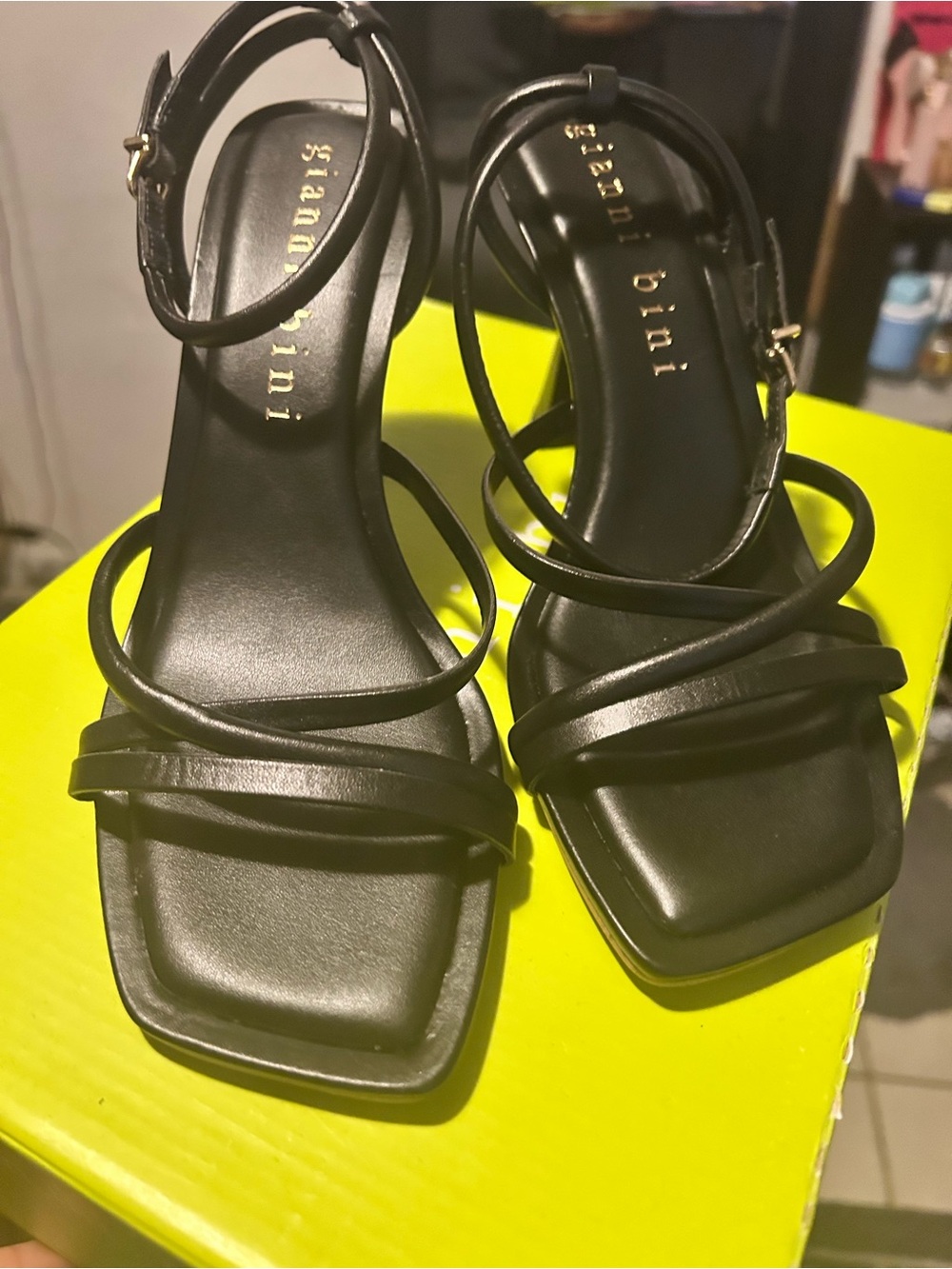 Gianni Bini Black Strappy Block Heel Sandal